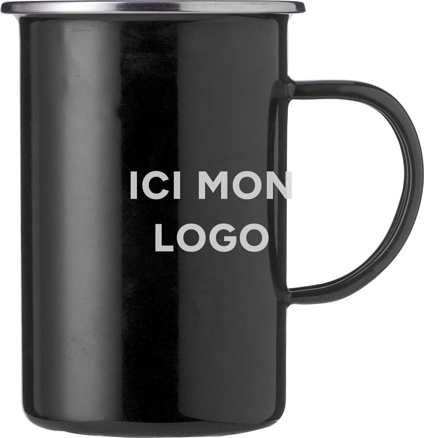Mug émaillé Ayden | Bord inox | 500 ml