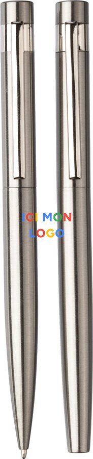 Set d'écriture Fritz | Inox | Stylo bille twist et rollerball