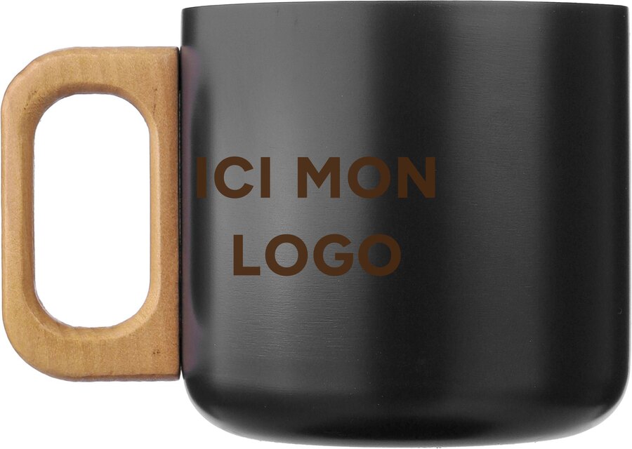 Mug Dwight | Inox | Manche en bois | 400 ml