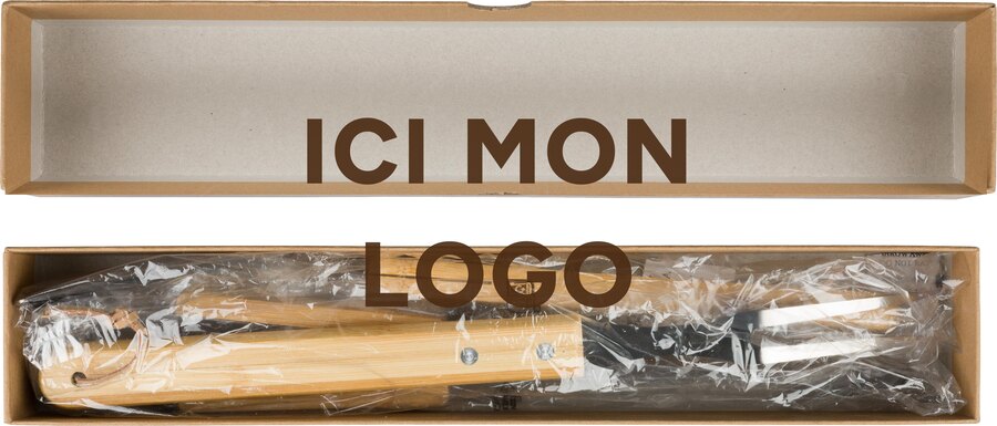 Set barbecue Kaitlyn | Inox | 3 pcs | Manches en bois