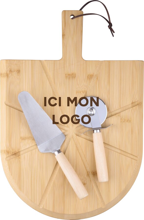 Planche à pizza Vale | Bambou | Avec coupe-pizza et spatule