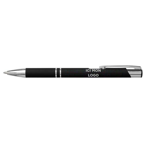 Stylo bille rétractable doux au toucher Moneta (encre noire)