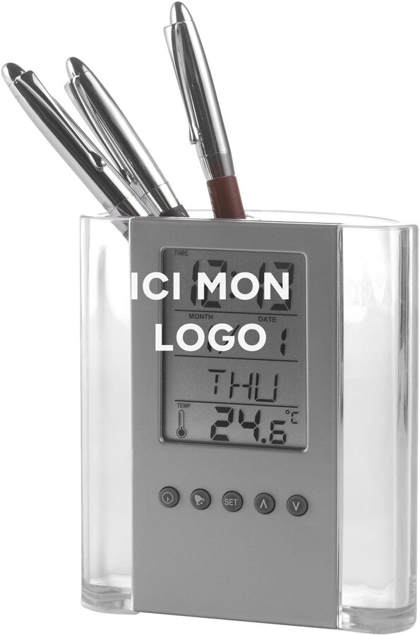 Horloge de bureau Carter | Porte-stylos