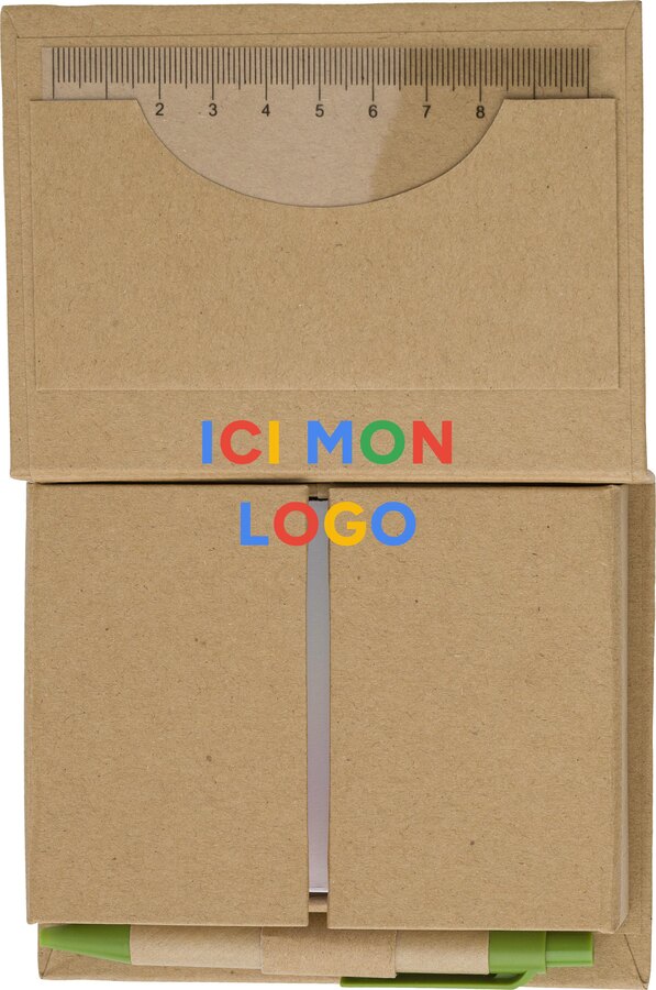 Porte-mémo Glenn | Carton | Avec règle et stylo bille