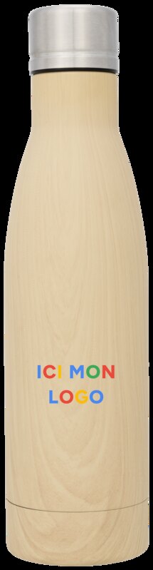 Bouteille isotherme Vasa imitation bois sous vide avec couche de cuivre de 500 ml