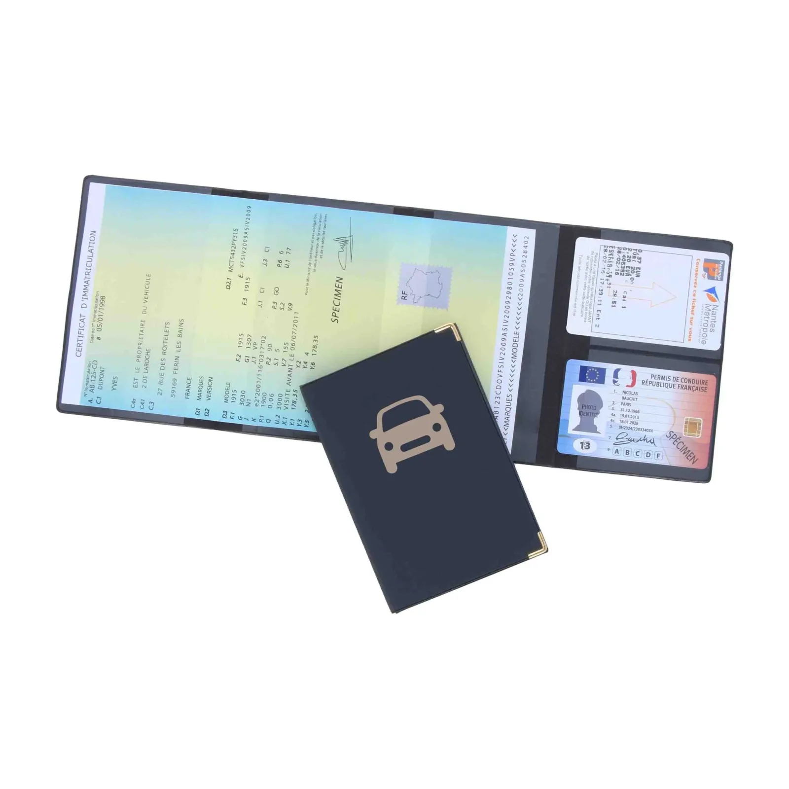 Porte carte grise 4 volets