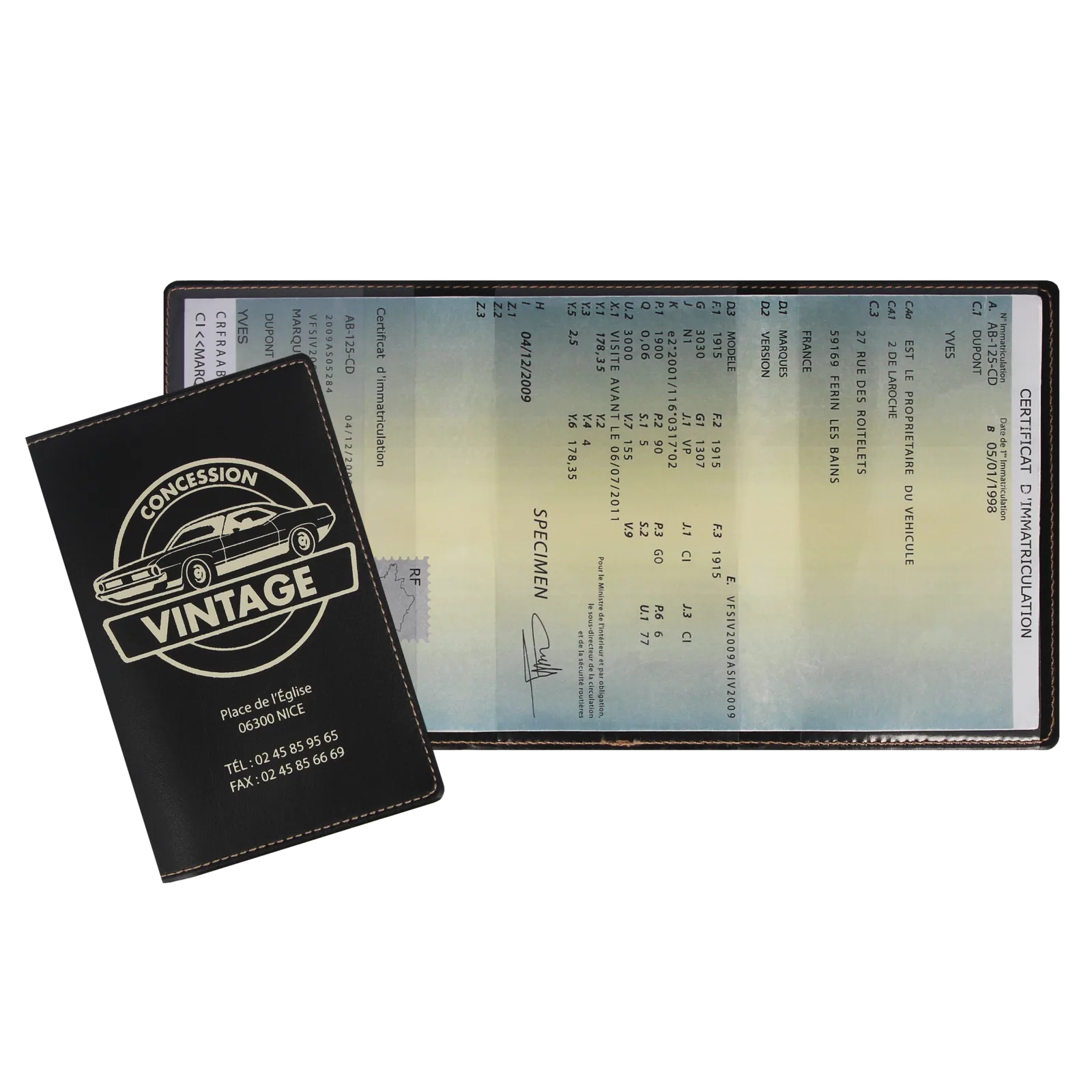Porte carte grise 3 volets COUSU