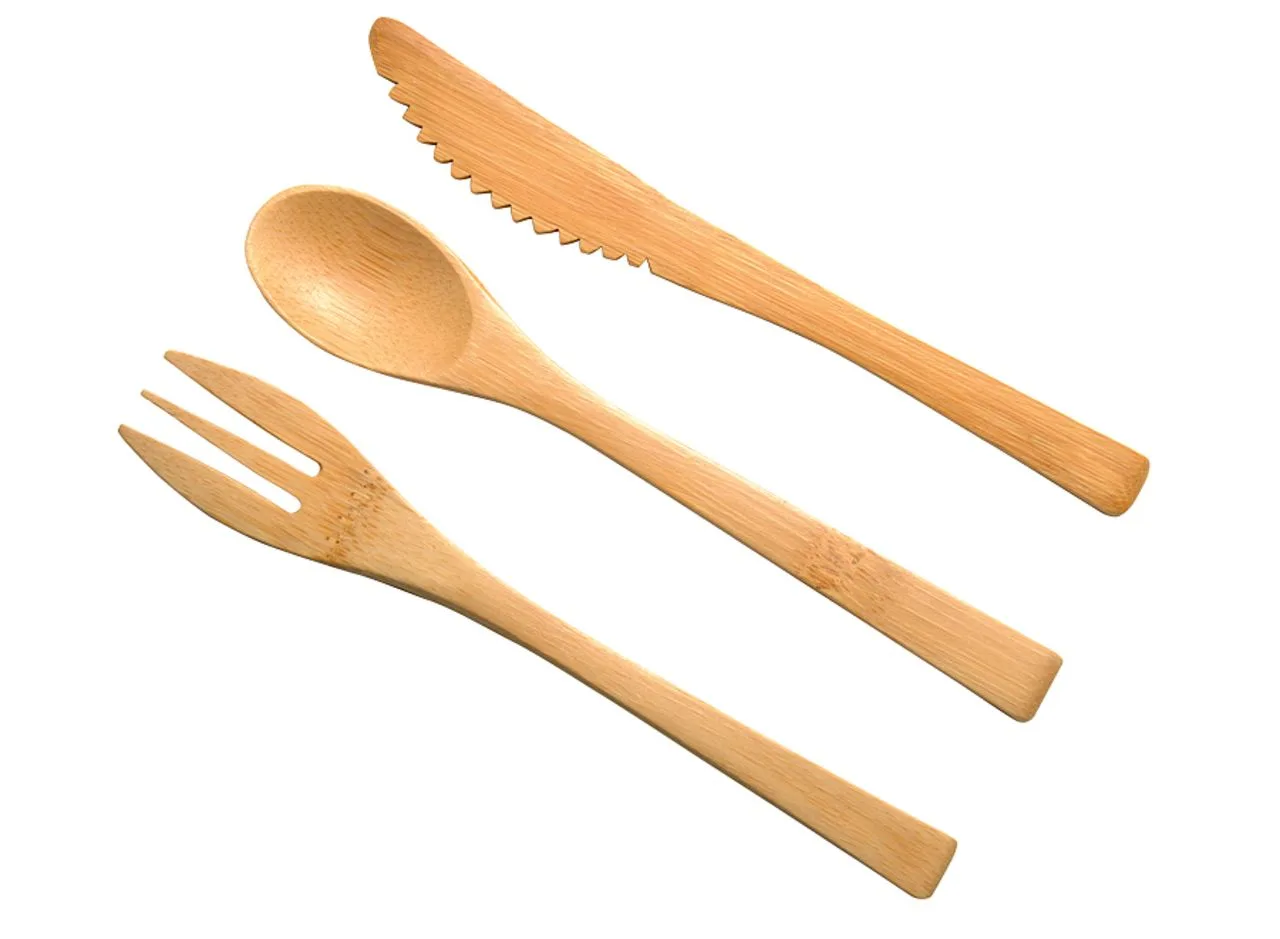 Vue 4 de Set de 3 couverts nomades 'Nagano' en Bambou
