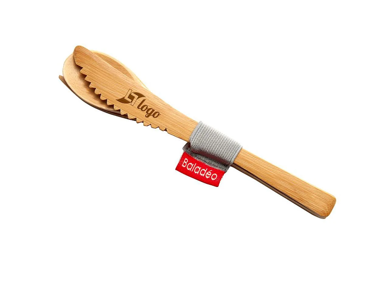 Vue 2 de Set de 3 couverts nomades 'Nagano' en Bambou