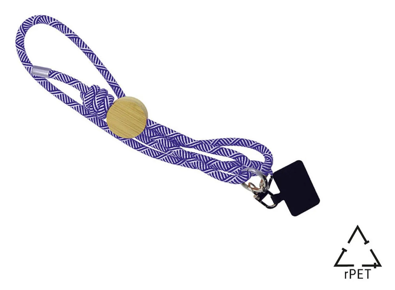 Lanyard pour smartphone 'Madrid', RPET bleu
