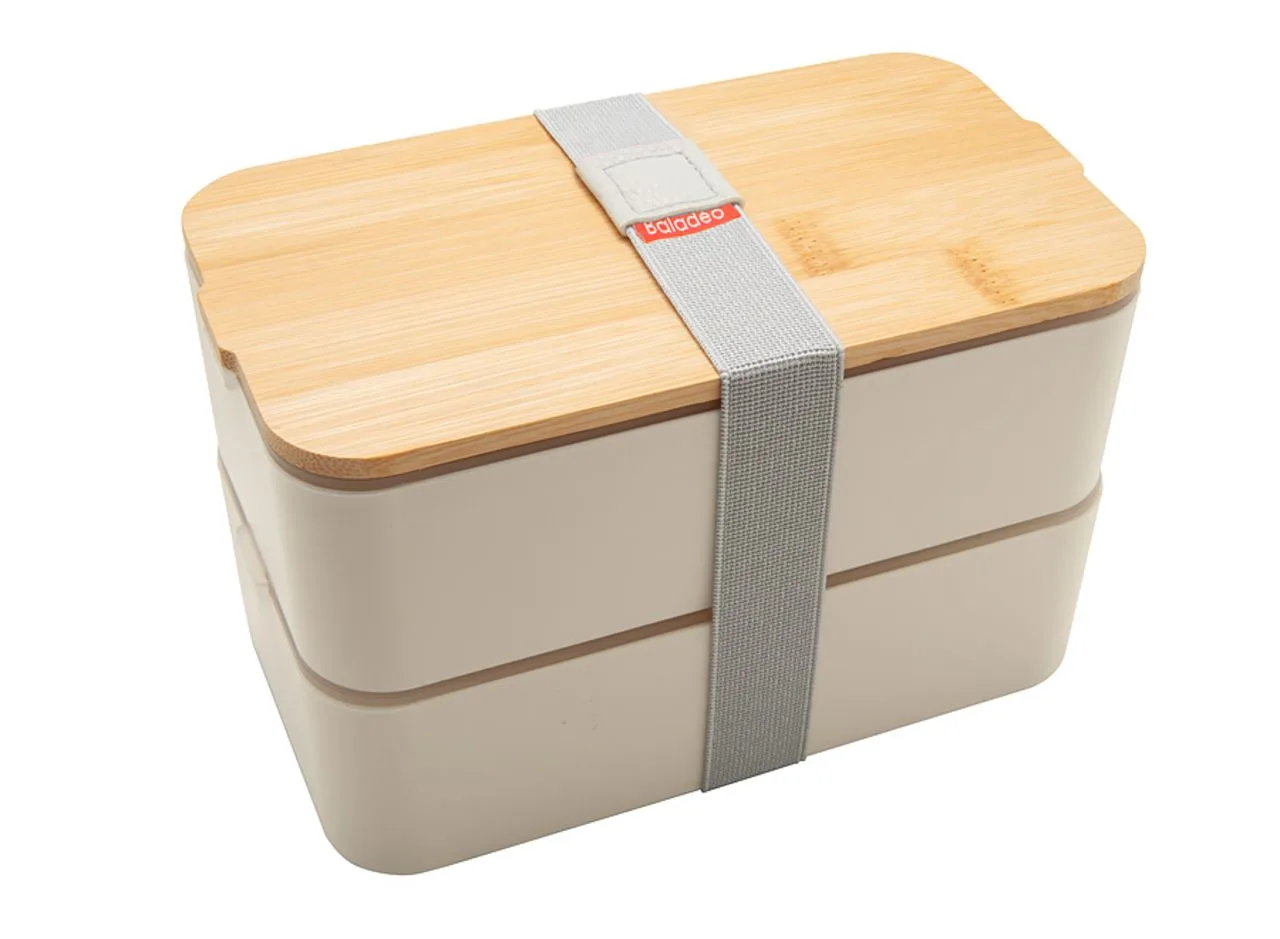 Vue 4 de Bento 'Mihara', blanc, avec couvercle en bambou
