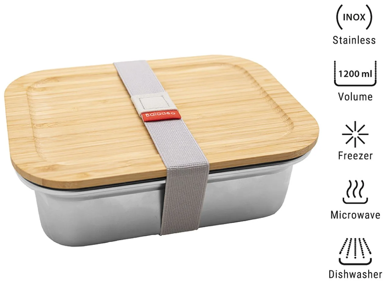 Bento 'Osaka', inox pour micro-onde, avec couvercle en bambou