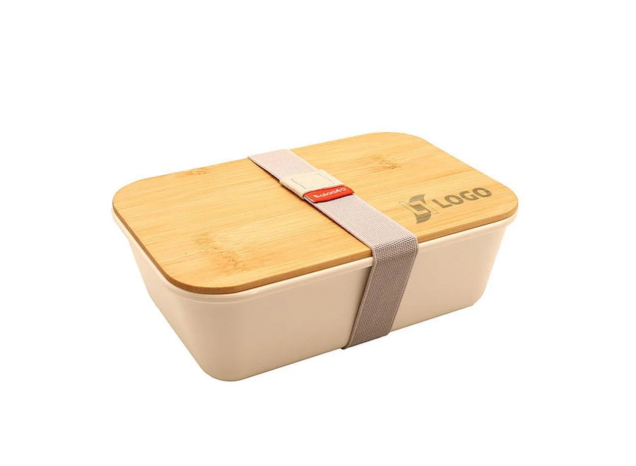 Vue 2 de Bento 'Ikoma', blanc, avec couvercle en bambou