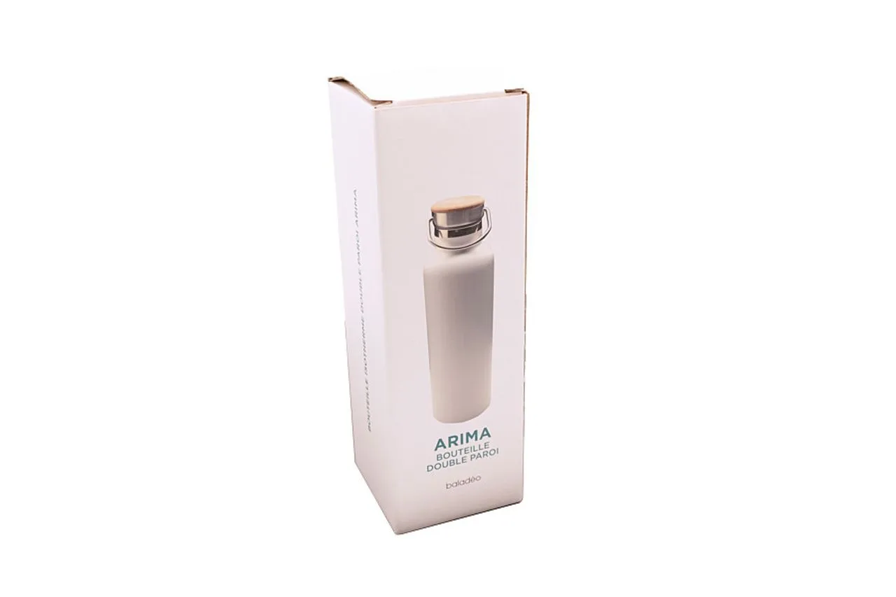 Vue 5 de Bouteille isotherme 'Arima', blanche, bouchon bambou, 750 ml