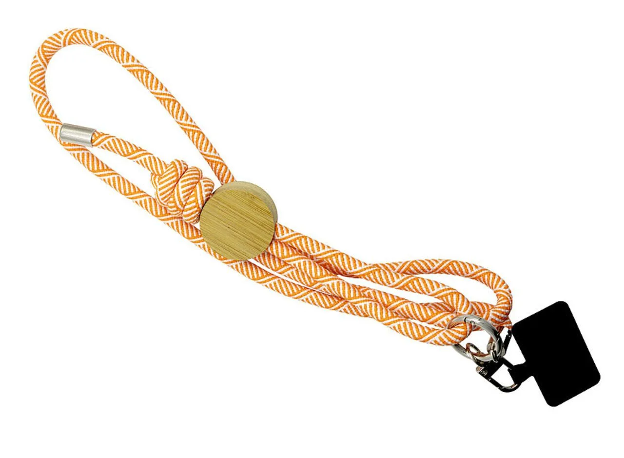 Vue 4 de Lanyard pour smartphone 'Madrid', RPET orange