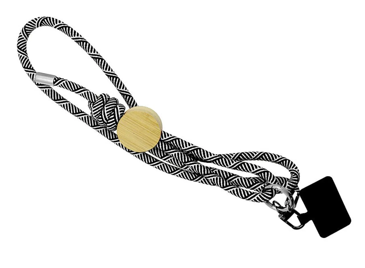 Vue 4 de Lanyard pour smartphone 'Madrid', RPET noir