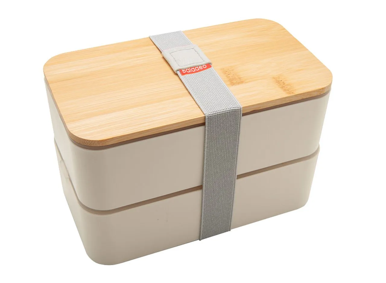Vue 4 de Bento 'Nagano', blanc, avec couvercle en bambou