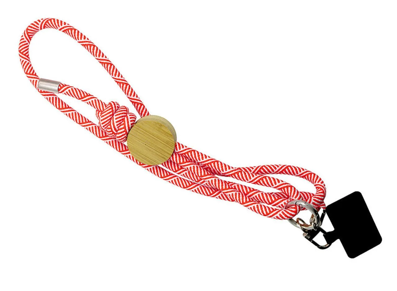 Vue 4 de Lanyard pour smartphone 'Madrid', RPET rouge