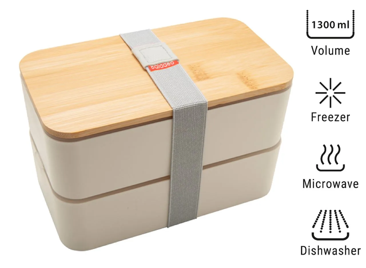 Bento 'Nagano', blanc, avec couvercle en bambou