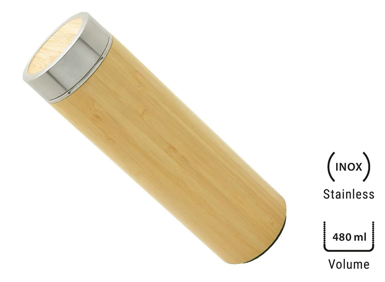 Bouteille isotherme 'Onsen' bambou, avec infuseur, 480 ml