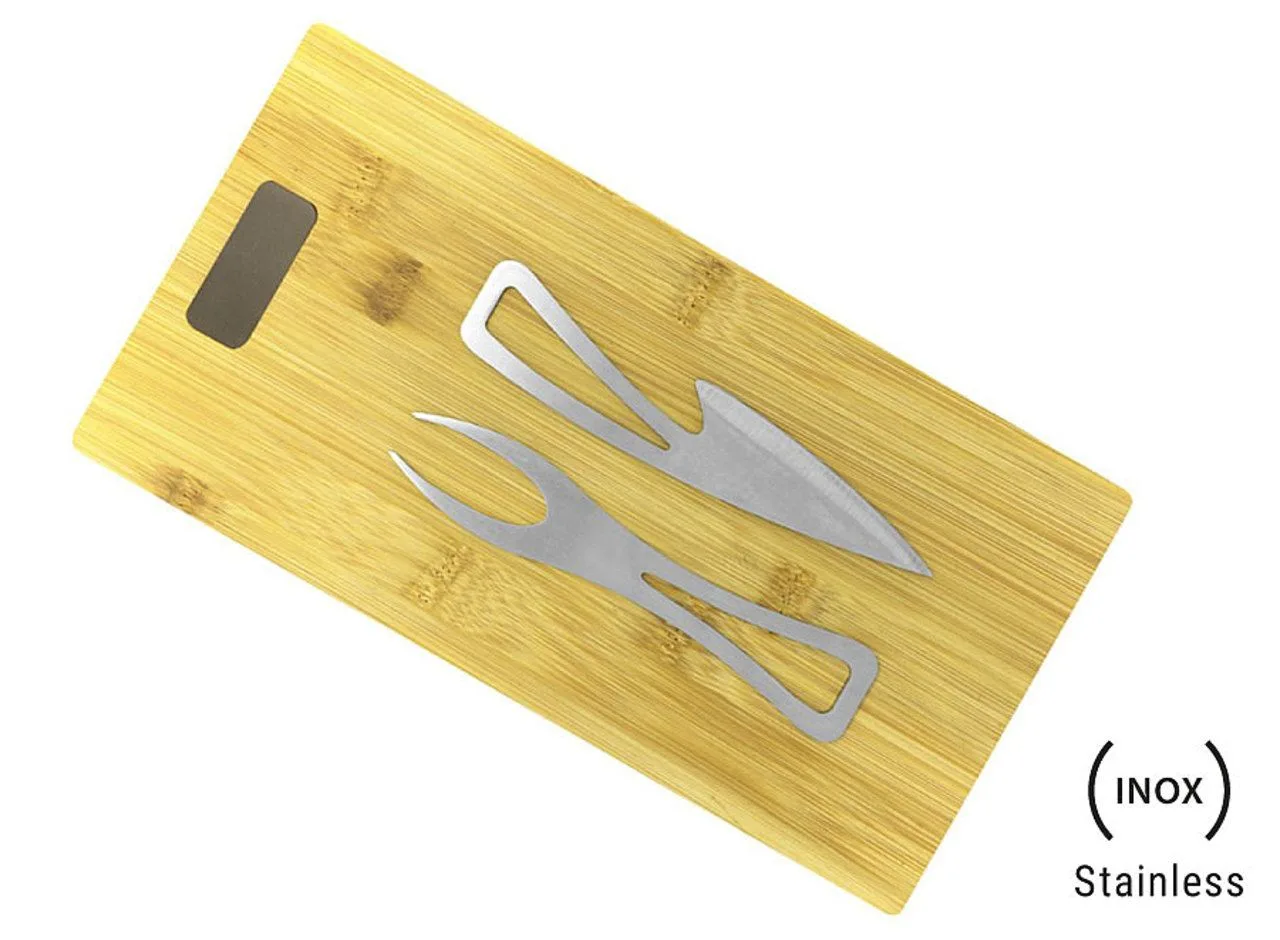 Planche à découper en bambou avec couverts à fromage 'Takeita'