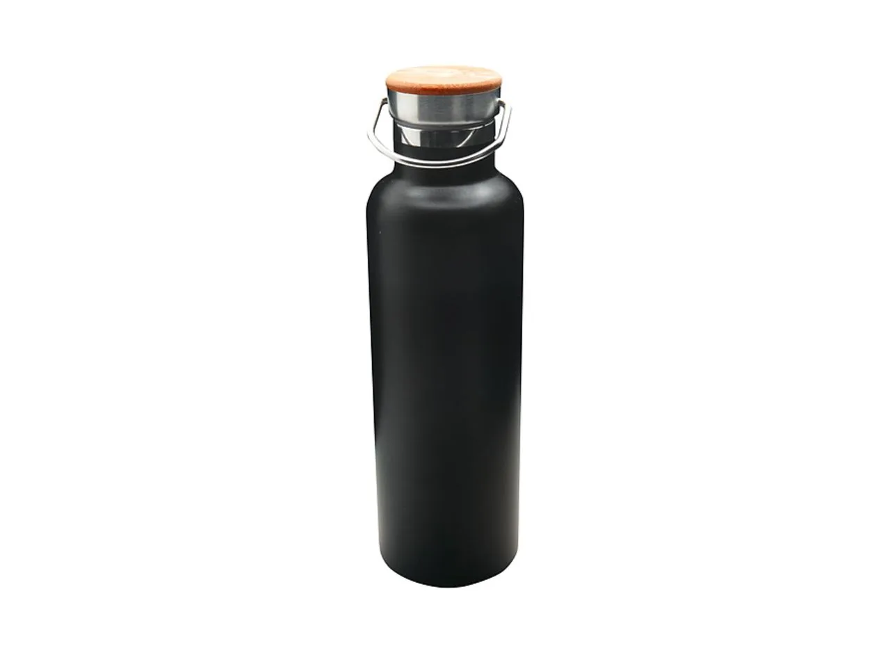 Vue 4 de Bouteille isotherme 'Arima', noire, bouchon bambou, 500 ml