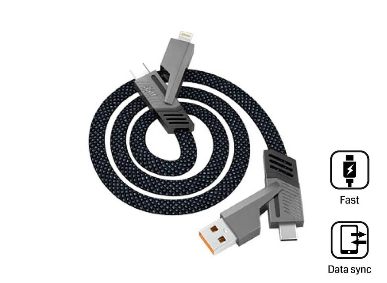 Câble universel 4 en 1 'Orlando', 1m, gris anthracite