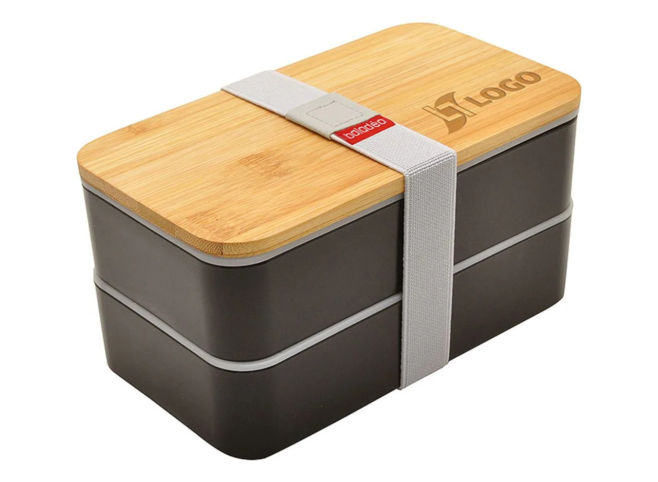 Vue 2 de Bento 'Nagano', noir, avec couvercle en bambou