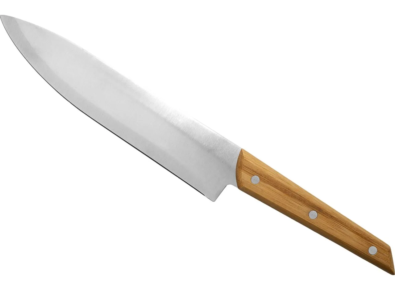 Vue 5 de Planche à découper en bambou aiguiseur 'Takeita', couteau chef 'Alta'