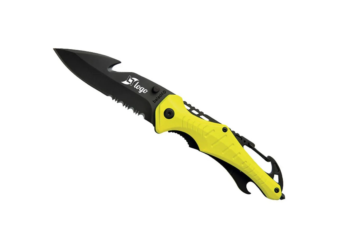 Vue 2 de Couteau de sécurité 'Emergency', jaune fluo