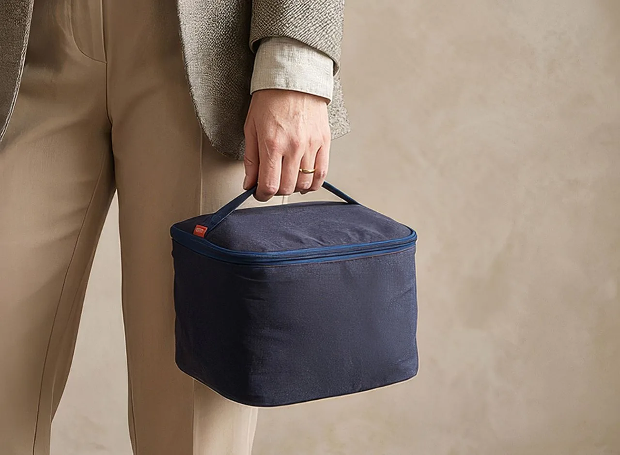Vue 3 de Sac à bento isotherme 'Sendai', polycoton bleu nuit
