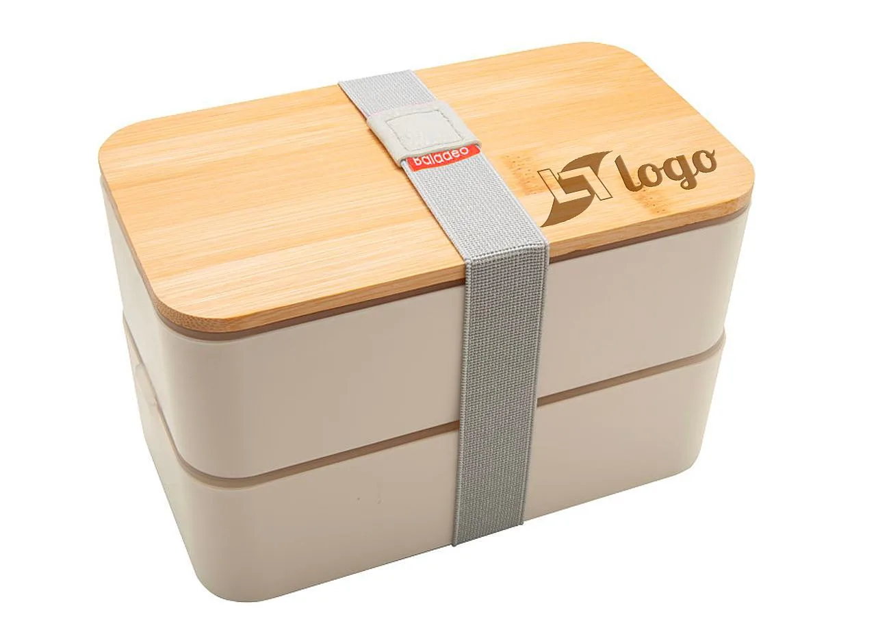Vue 2 de Bento 'Nagano', blanc, avec couvercle en bambou