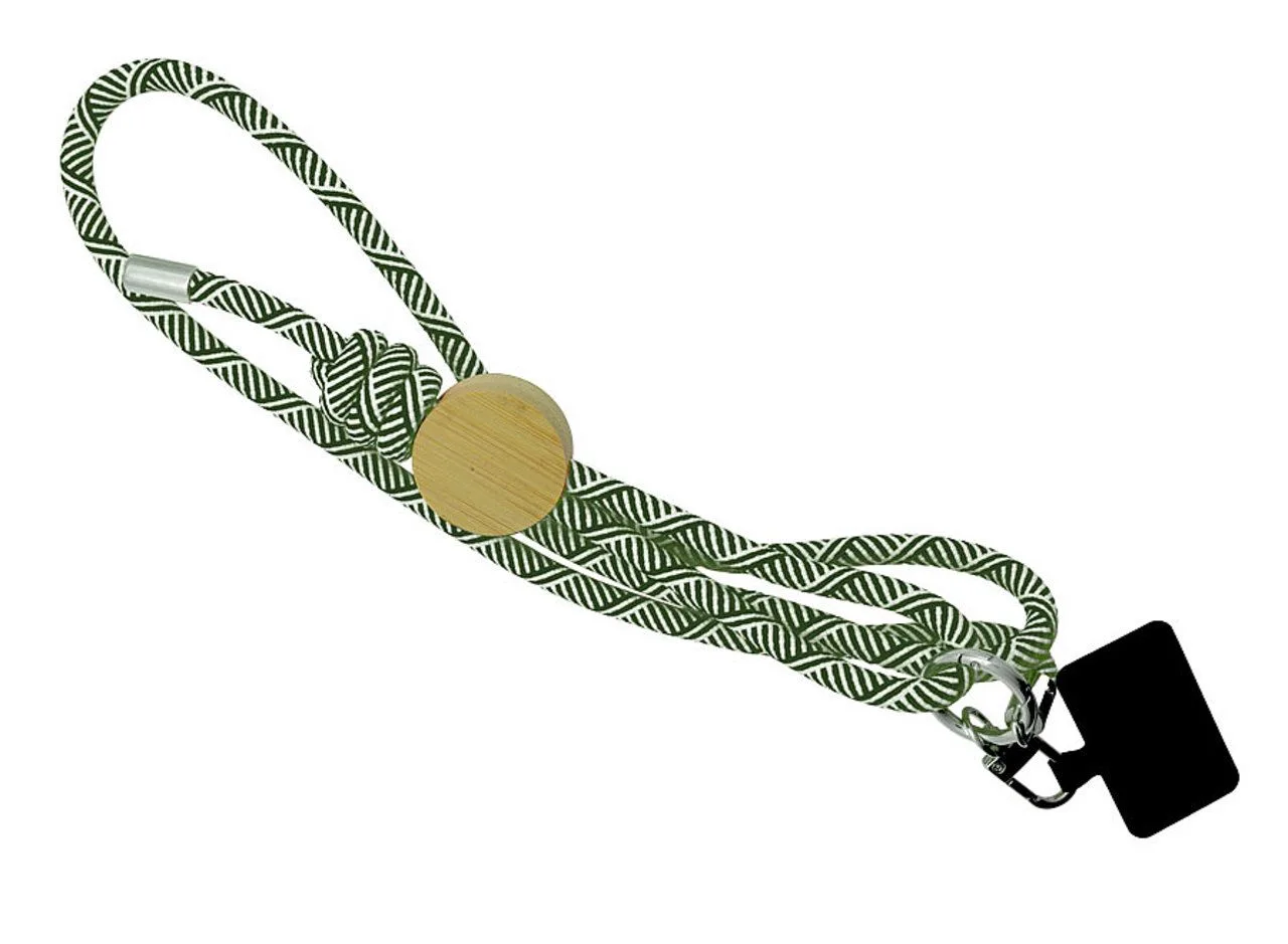 Vue 4 de Lanyard pour smartphone 'Madrid', RPET kaki