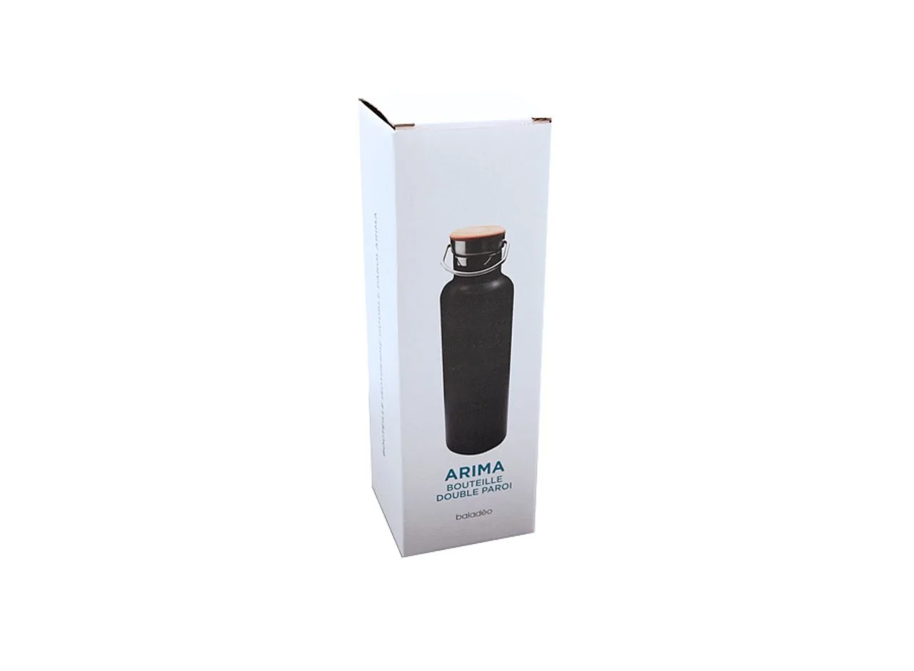 Vue 5 de Bouteille isotherme 'Arima', noire, bouchon bambou, 500 ml