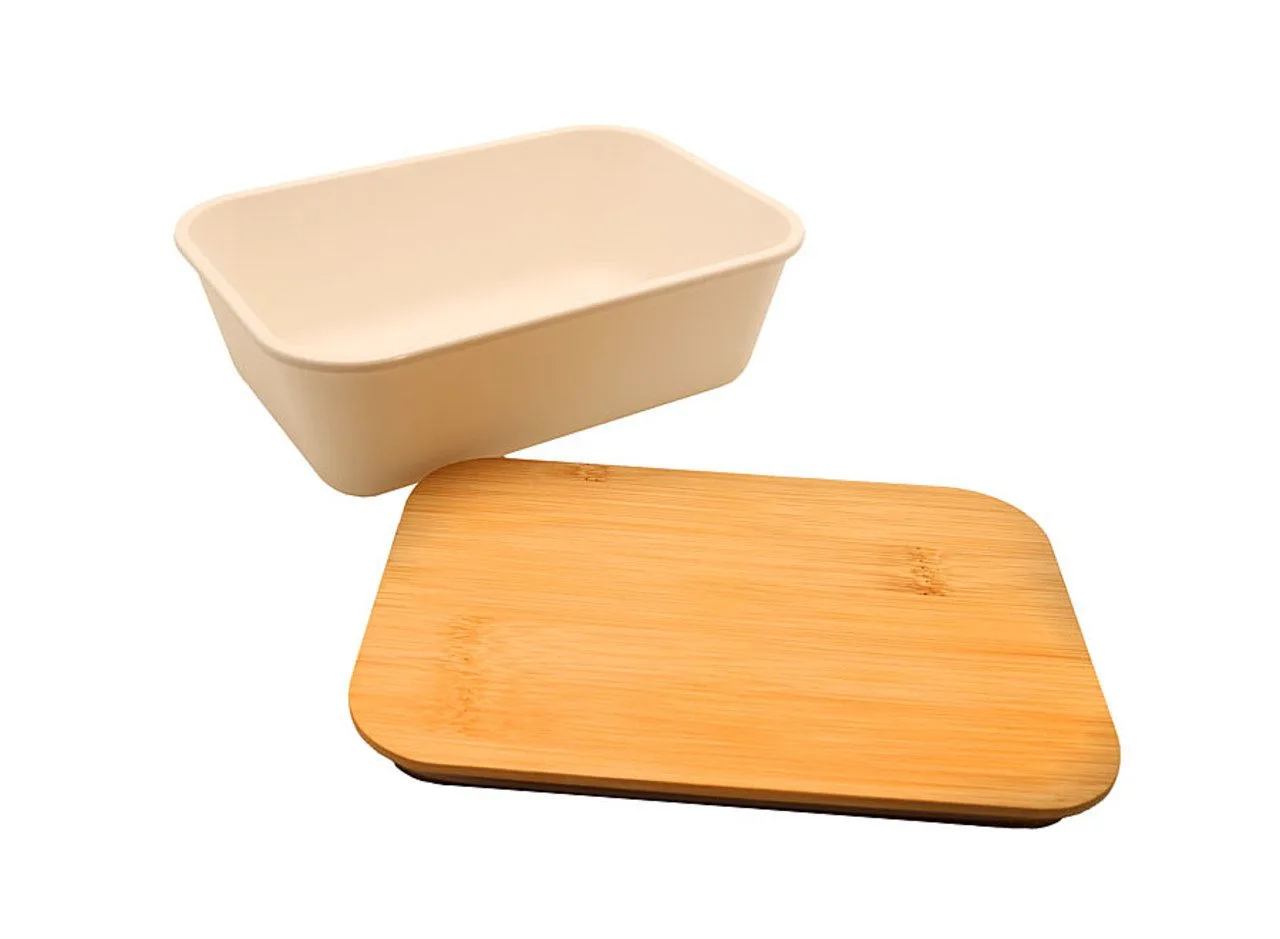 Vue 3 de Bento 'Ikoma', blanc, avec couvercle en bambou