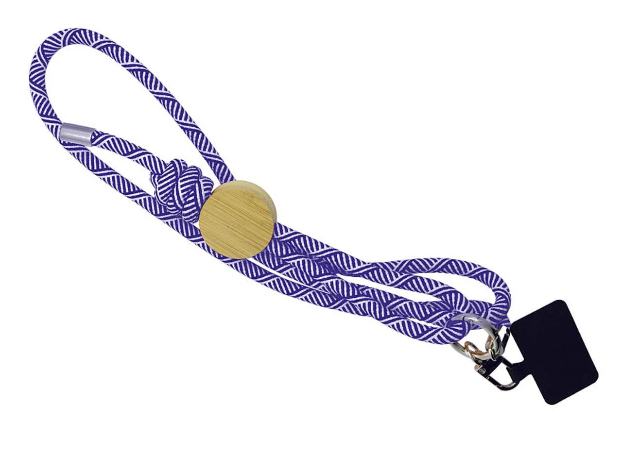 Vue 4 de Lanyard pour smartphone 'Madrid', RPET bleu