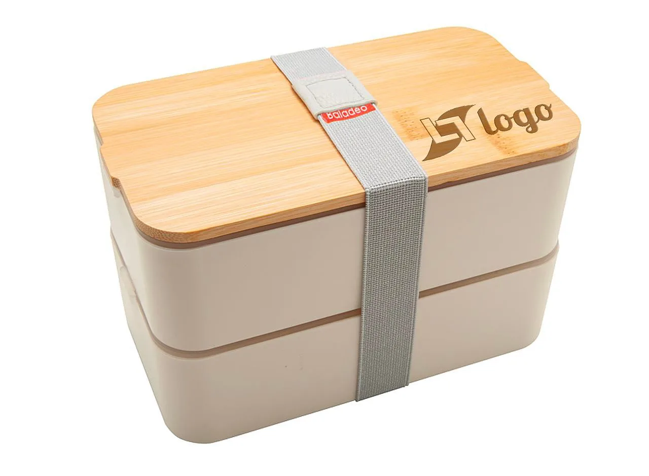 Vue 2 de Bento 'Mihara', blanc, avec couvercle en bambou