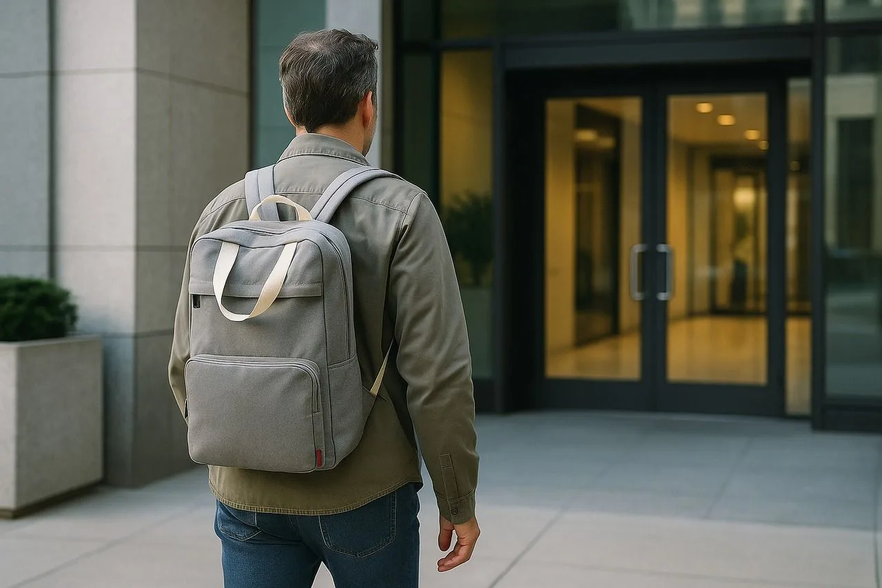 Vue 3 de Sac à dos pliable 'Cordoba', gris chiné RPET