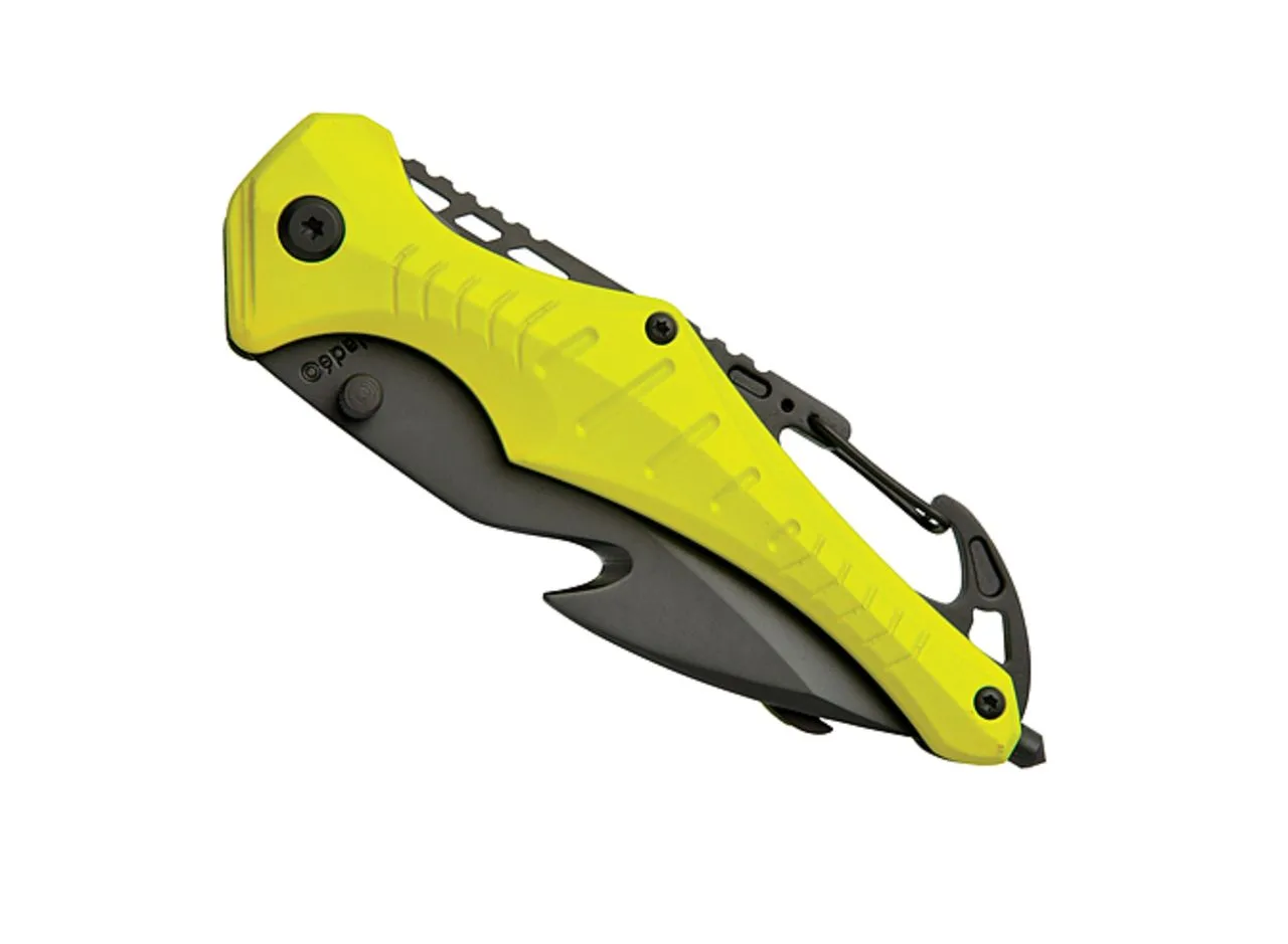 Vue 3 de Couteau de sécurité 'Emergency', jaune fluo