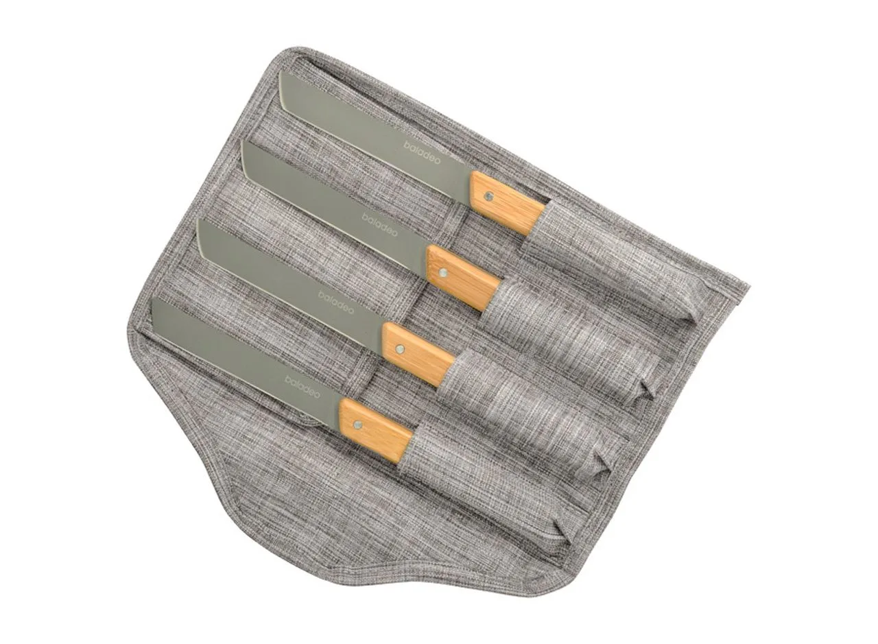 Vue 4 de Set de 4 couteaux de table 'Shokki', bambou