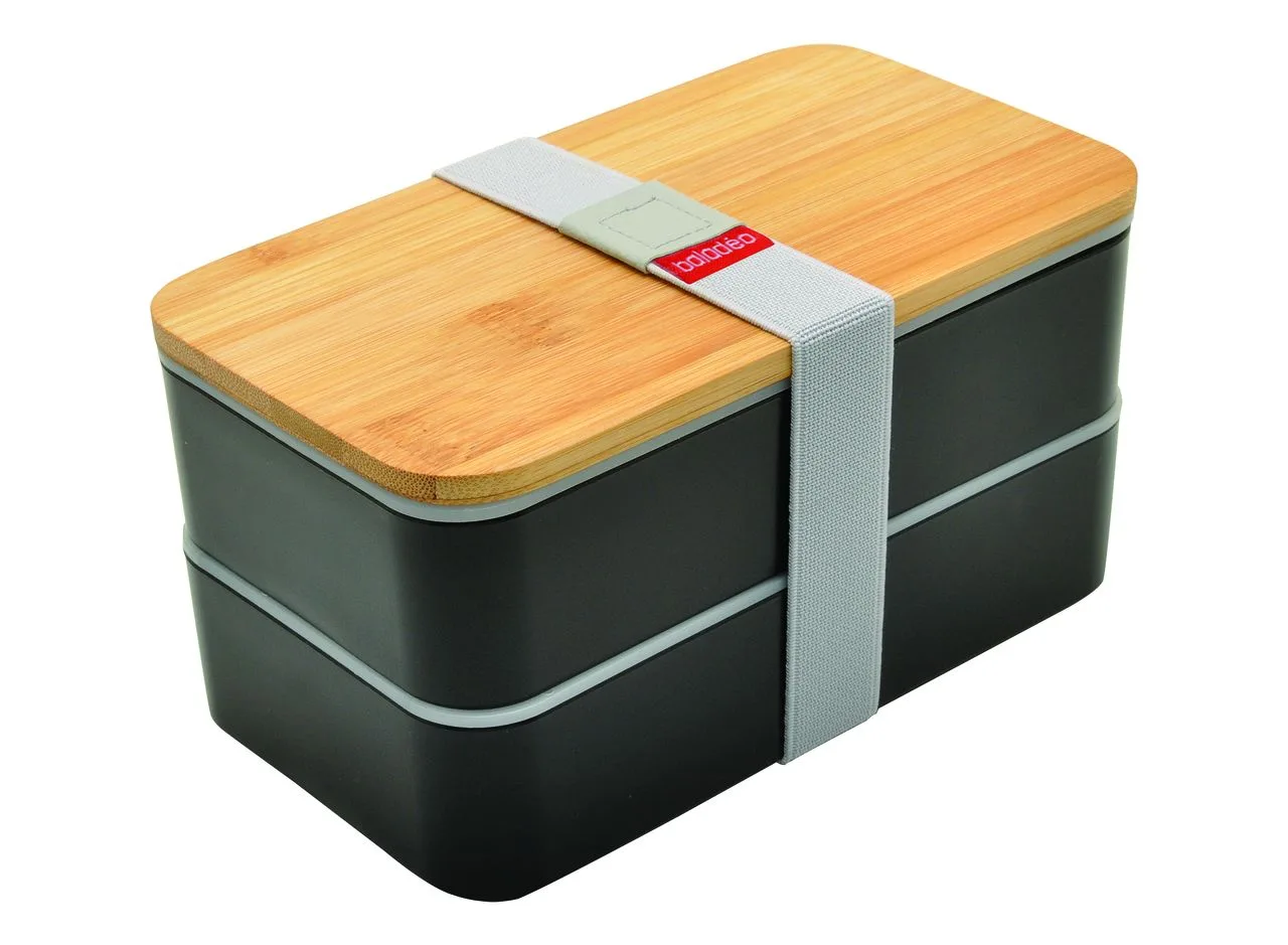 Vue 4 de Bento 'Nagano', noir, avec couvercle en bambou