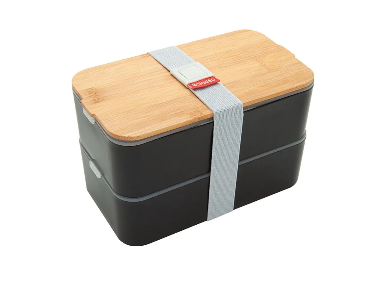 Vue 4 de Bento 'Mihara', noir, avec couvercle en bambou