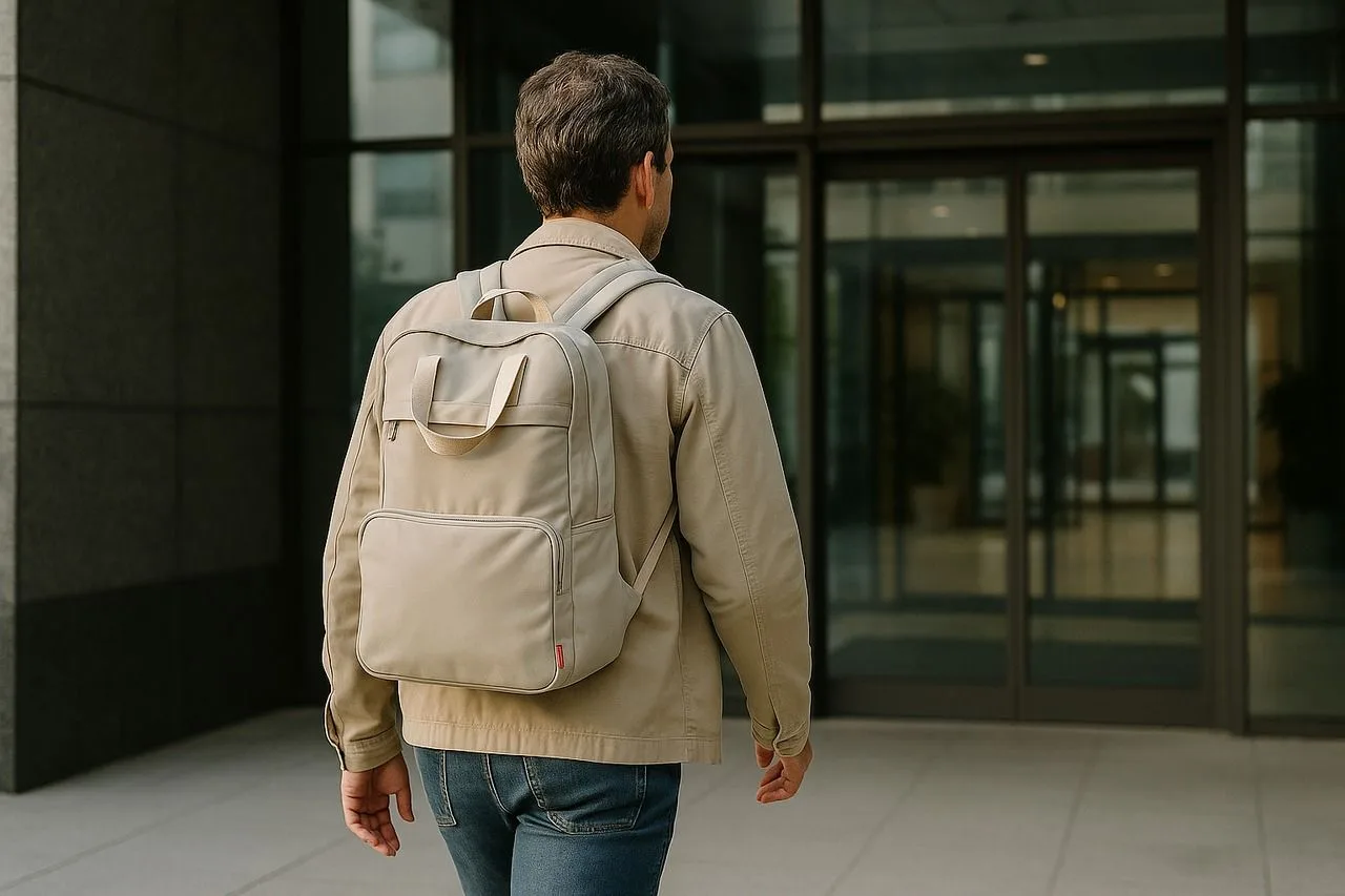 Vue 3 de Sac à dos pliable 'Cordoba', polycoton beige