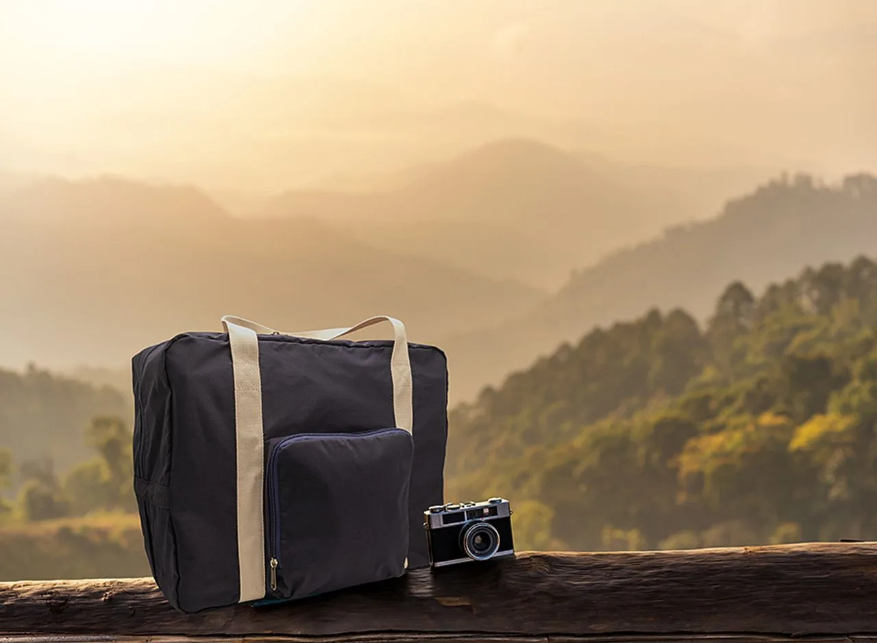 Vue 3 de Sac de voyage pliable 'Tenerife', polycoton bleu nuit