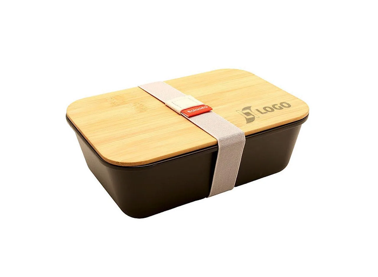 Vue 2 de Bento 'Ikoma', noir, avec couvercle en bambou