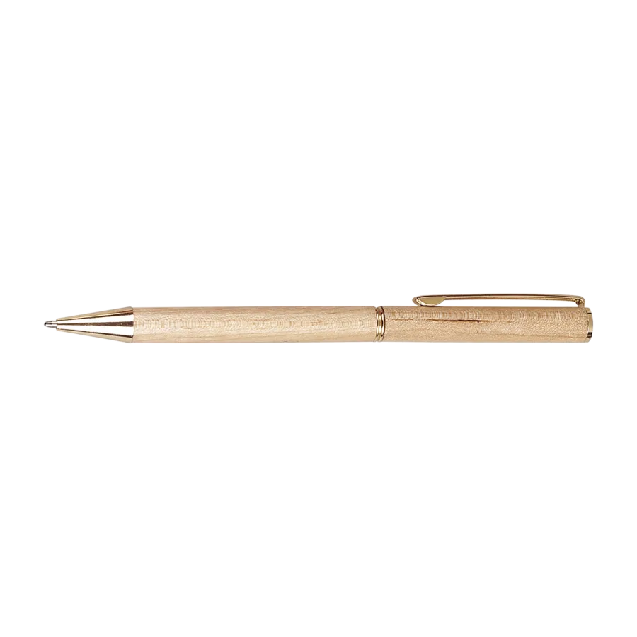 Vue 3 de Stylo bille bois clair rotatif
