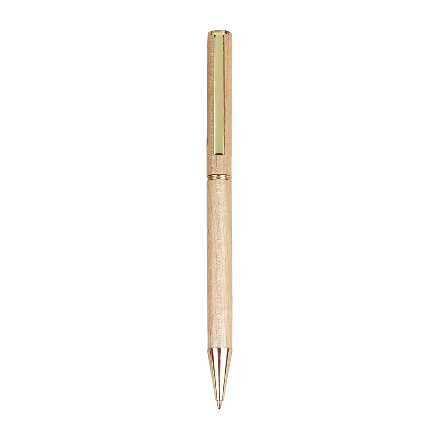 Vue 4 de Stylo bille bois clair rotatif