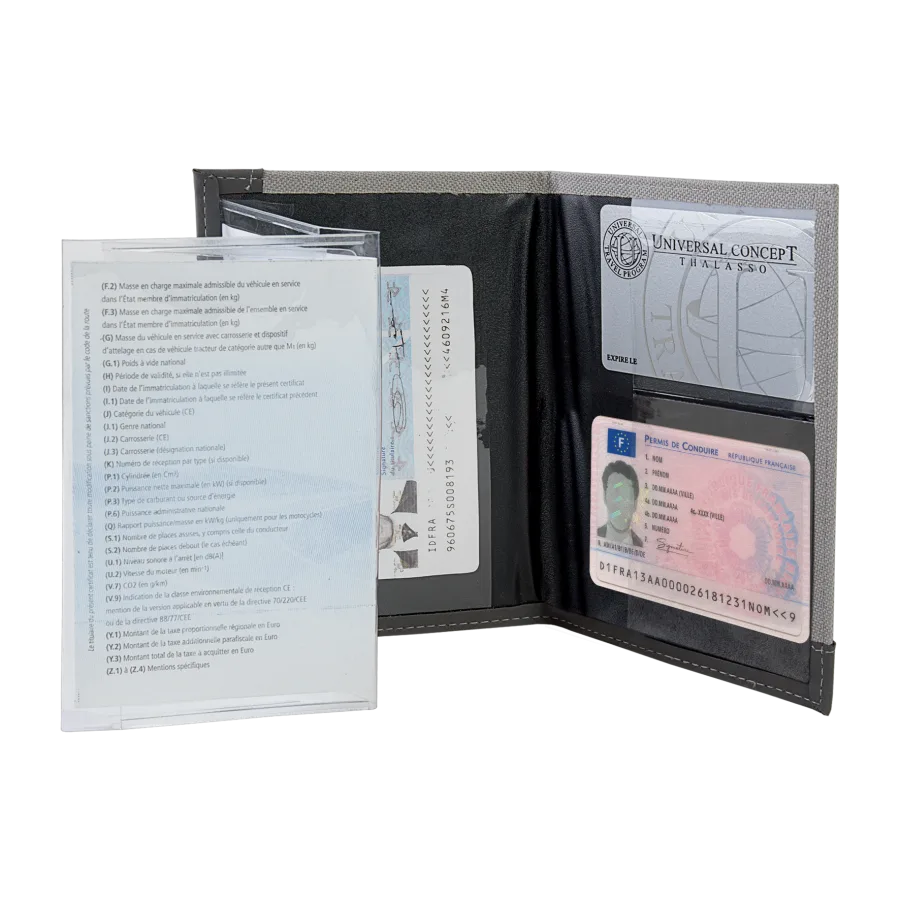 Vue 4 de Porte-carte grise poly. cousu