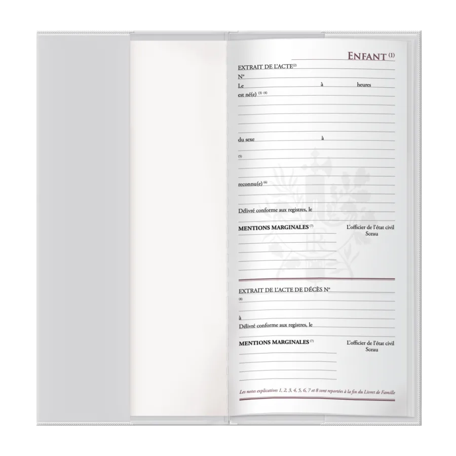 Vue 4 de Couv livret de fam. pvc mat