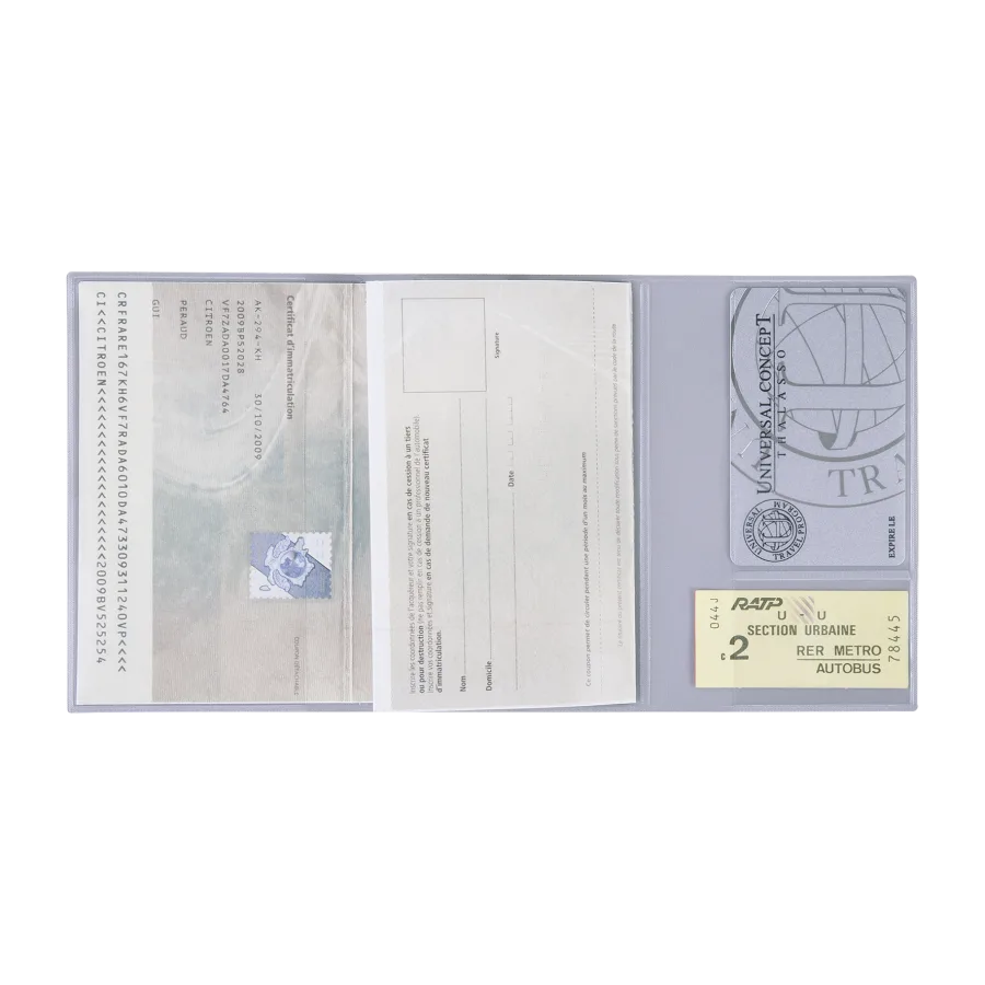 Vue 5 de Porte-carte grise pvc velours